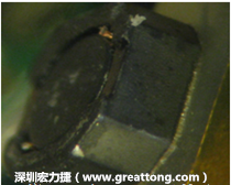 使用銀(Ag)鍍層的電源電感器(Power Inductors)，經(jīng)過推力測試后，零件端點(diǎn)上已經(jīng)看不到任何鍍層的痕跡了，所以其耐推力就比較小。