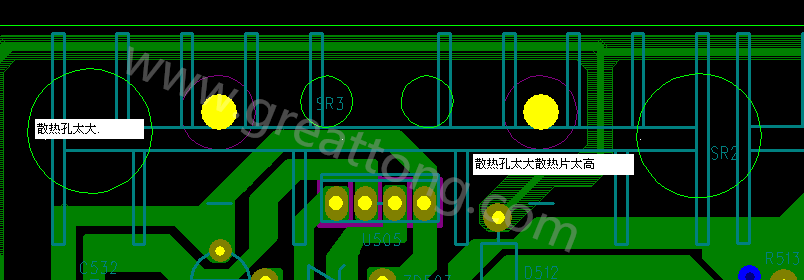 PCB設(shè)計(jì)中，散熱孔散熱片設(shè)計(jì)不當(dāng)，造成很多電源板斷裂