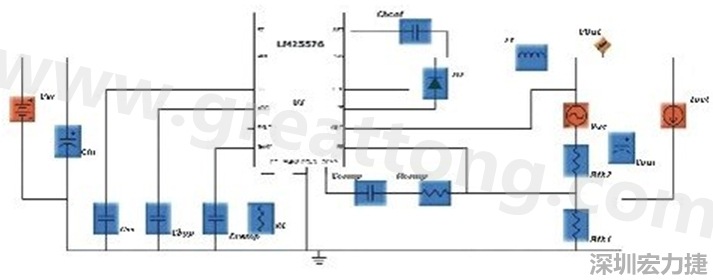 參考圖1的電流通路：把FET在導(dǎo)通狀態(tài)下流經(jīng)的通路標(biāo)記為紅色；把FET在關(guān)斷狀態(tài)下的迴路標(biāo)記為綠色。