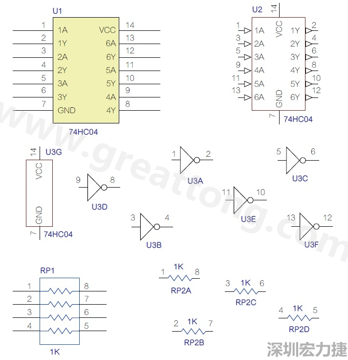 圖1 半導(dǎo)體元件供應(yīng)商所畫的電路圖符號是模擬元件的接腳圖，而非訊號流程。